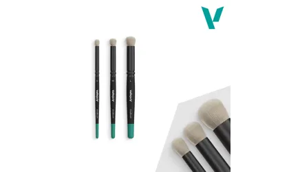 Vallejo : Set de pinceaux pour Dry Brush naturel Small - Medium - Large