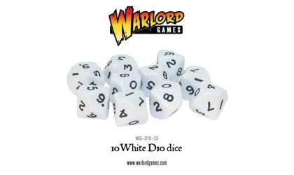 Warlord Games : Set de 10 dès D10 │ Blanc