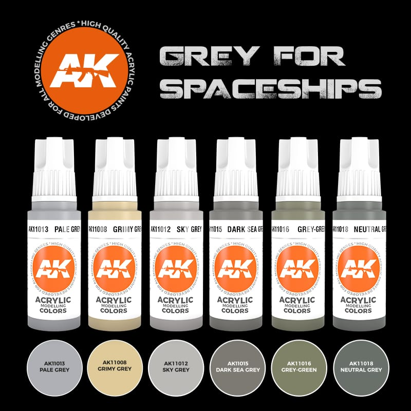 Ak : Grey for Spaceships (6pcs) │ 3rd Generation Acrylics