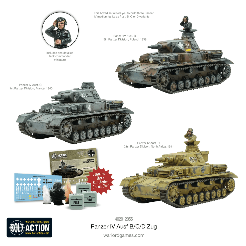 Bolt Action : Panzer IV Ausf.B/C/D Zug (3pcs)