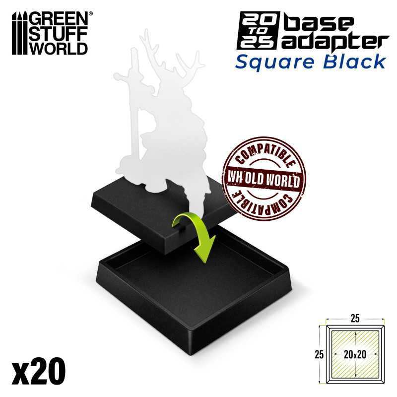 Green Stuff : Peanas Plastico HOLLOW / Plastic HOLLOW bases - Square 25mm - PACKx20