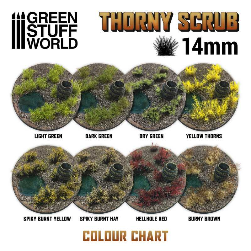 Green Stuff : Thorny Scrub 14mm - Dry Green (48pcs)