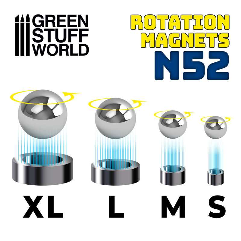 Green Stuff : Aimants Rotatifs en Néodymes L │Ball : 8mm - Magnet : 10mm │ 15 units (N52)