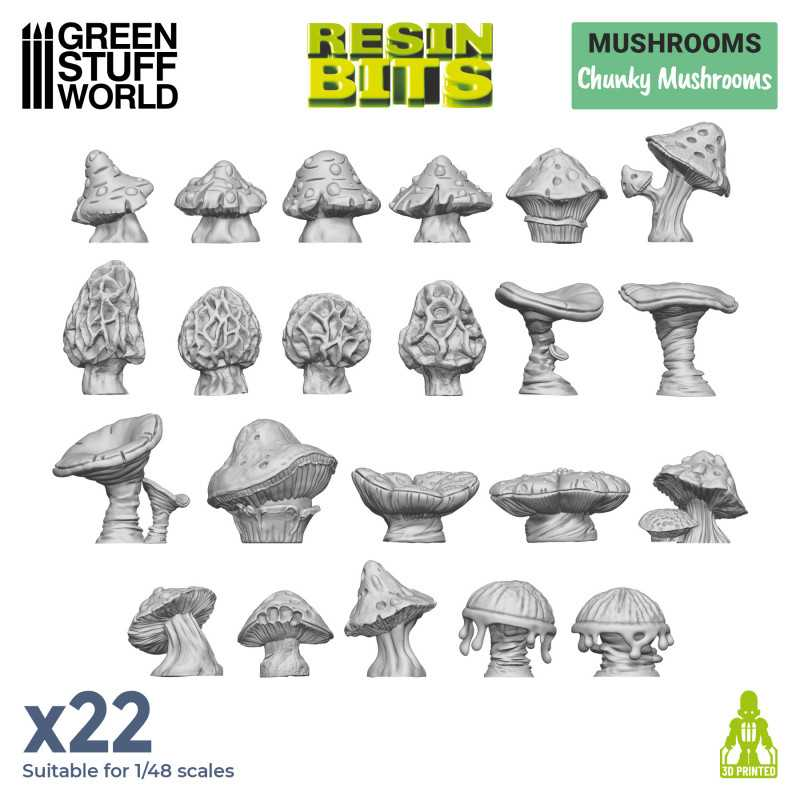 Green Stuff : Set imprimé en 3D - Champignons épais