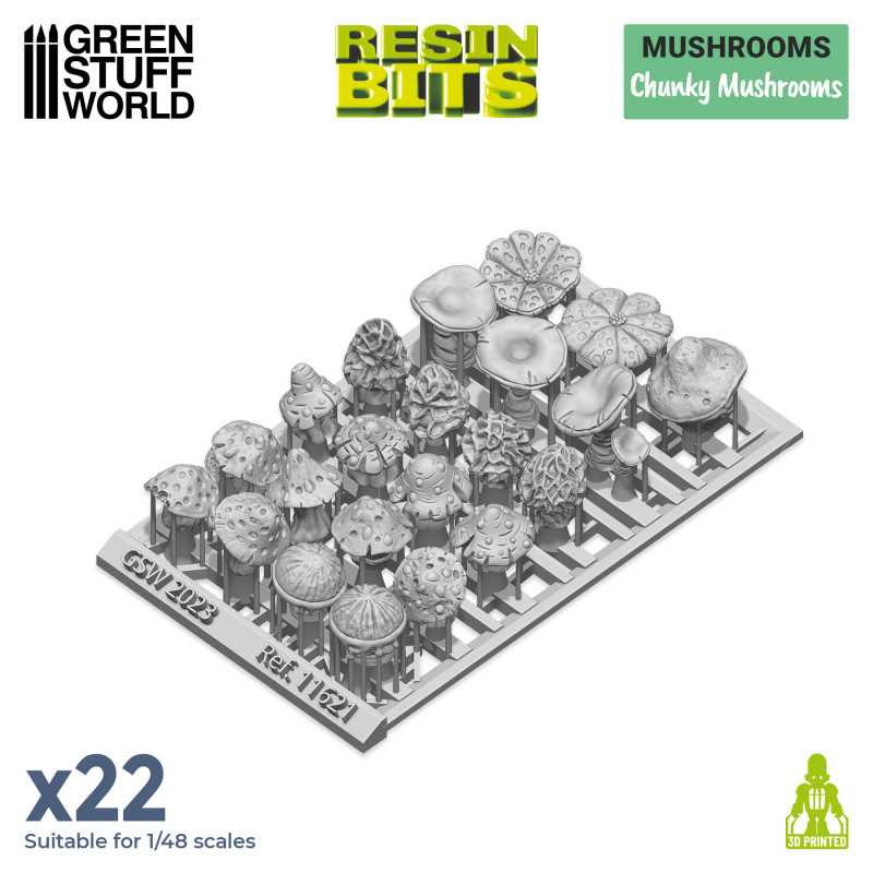 Green Stuff : Set imprimé en 3D - Champignons épais