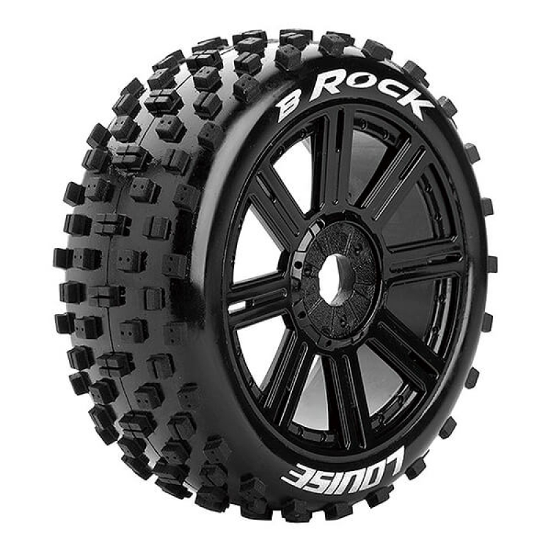 Louise RC : Pneu B-Rock Soft sur Jante Black - HEX 17mm │ 4WD [Front/Rear]