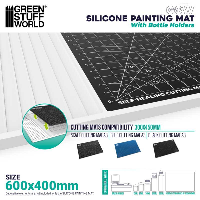 Green Stuff : Silicone Painting Mat with Bottle Holders 