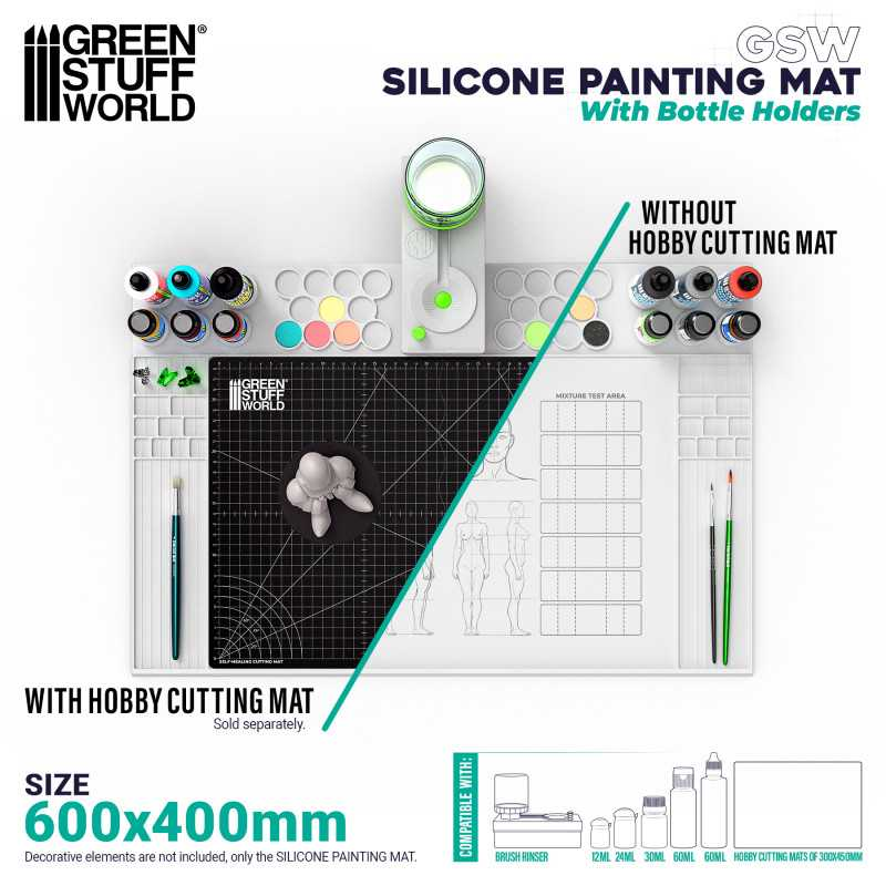 Green Stuff : Silicone Painting Mat with Bottle Holders 