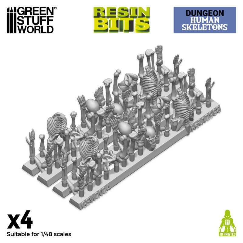 Green Stuff : Human Skeletons 1/48 │Resin Bits