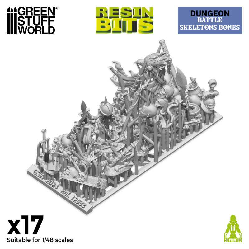 Green Stuff : Battle Skeletons Bones 1/48 │Resin Bits