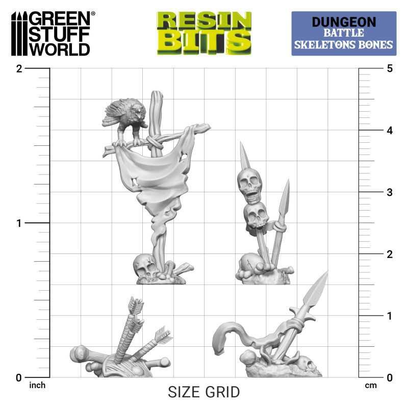 Green Stuff : Battle Skeletons Bones 1/48 │Resin Bits