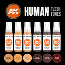 AK : Human Flesh Tones (6pcs) │ 3rd Generation Acrylics