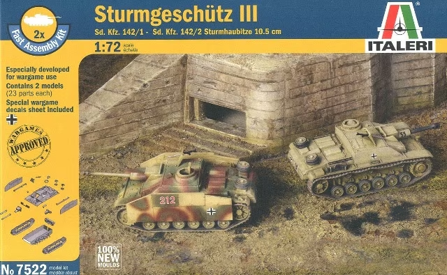 Italeri : Sd.Kfz. 142/1 Sturmgeschütz III │ Sd.Kfz. 142/2 Sturmhaubitze 42 2 fast assembly kits per box