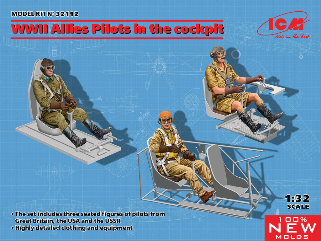 ICM : Pilotes Alliés dans cockpit (British-USA-Soviet)