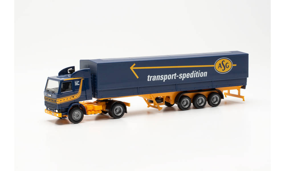 Herpa : Scania 142 planen-sattelzug „asg“ (schweden/stockholm)