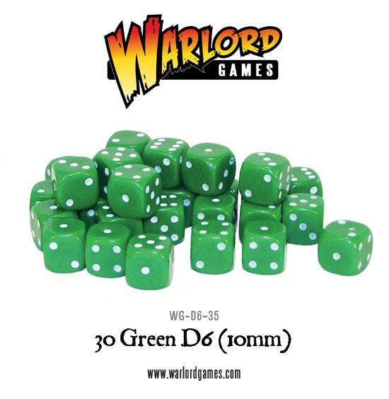 Warlord Games : Set de 30 D6 10mm│ Vert