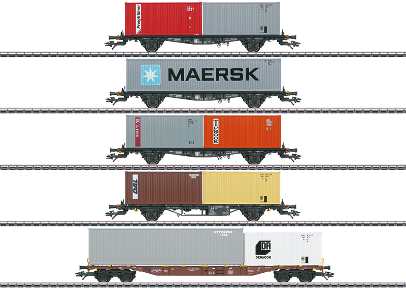 Marklin : Coffret de 5 Wagons porte-conteneurs - DB 