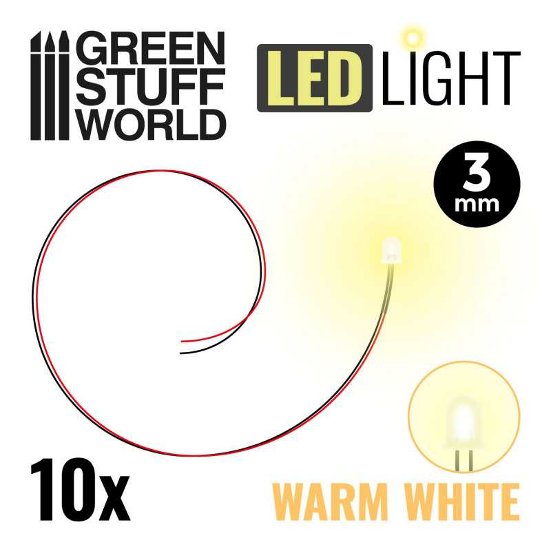 Green Stuff : Leds 3mm - Blanc Chaud (10pcs)