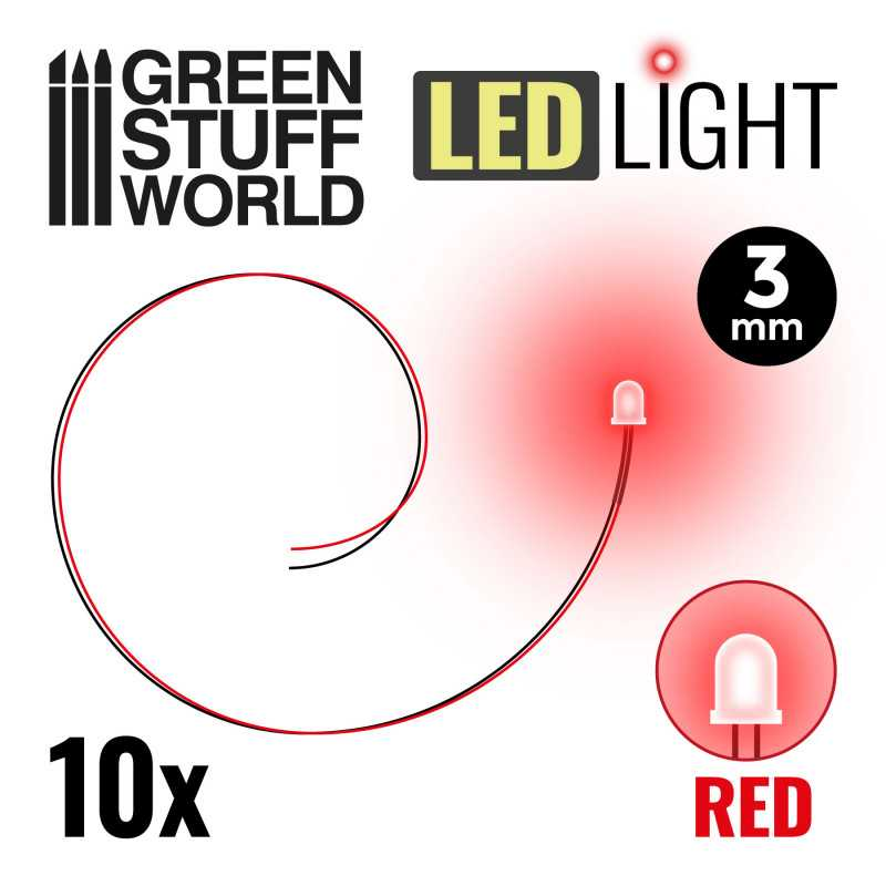 Green Stuff : Leds 3mm - Rouge (10pcs)