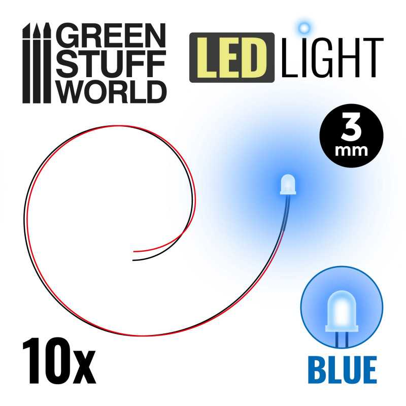 Green Stuff : Leds 3mm - Bleu (10pcs)