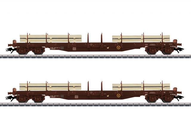 2 WAGONS PLATS AVEC BOIS DE SCO-IAGE