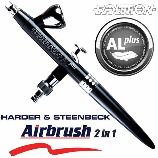 Harder & Steenbeck : Aérographe EVOLUTION - AL plus 2in1 │ Aiguille & Nozzle 0.2/0.4mm │ Godet 2/5ml