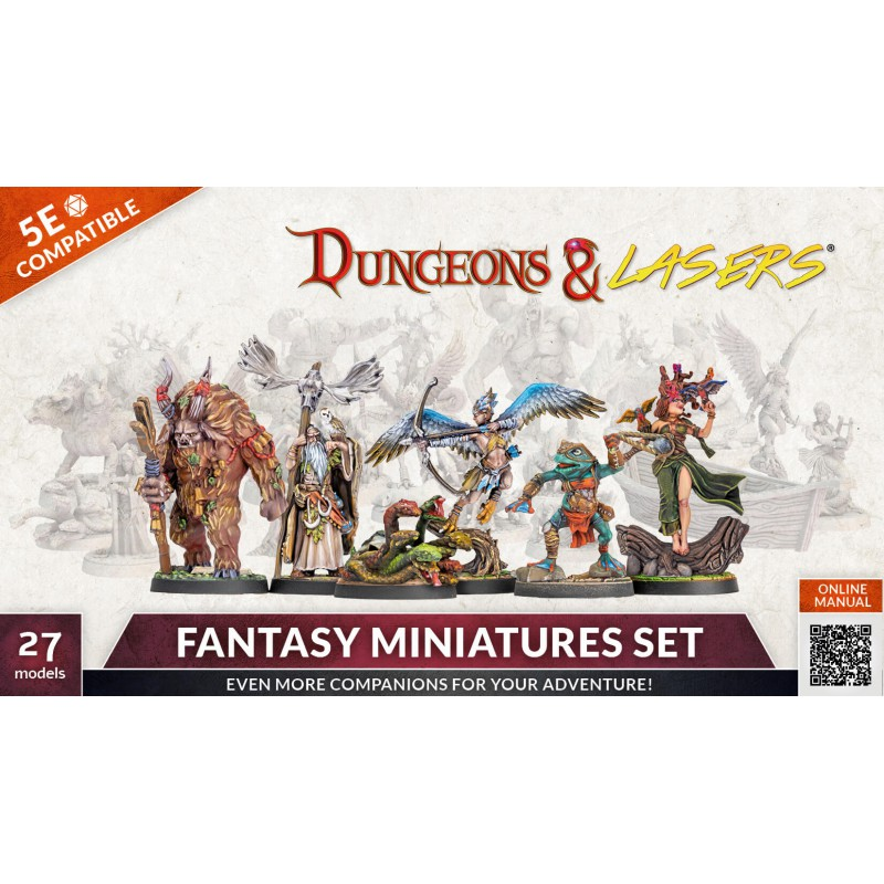 Dungeons & Lasers : Fantasy Miniatures Set (27pcs) │ 5E Compatible