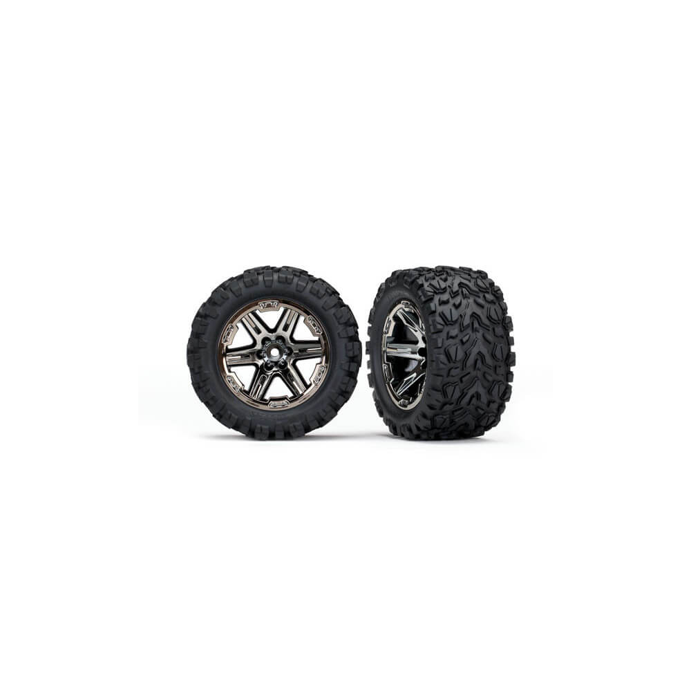 Traxxas : Pneu Talon EXT sur Jante Black Chrome (2.8') TSM Rated - HEX 12mm │ 4WD [Front/Rear] 2WD [REAR]