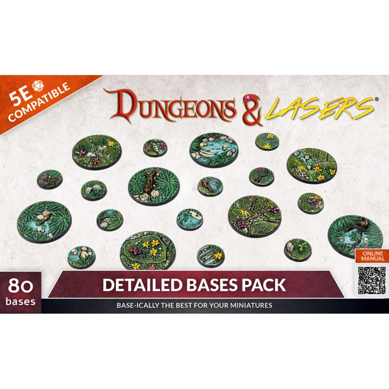 Dungeons & Lasers : Detailed Bases Pack (80pcs) │ Dungeons & Dragons 5E Compatible