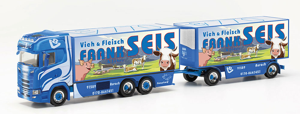 Herpa :  Scania CS 20 HD refrigerated box trailer Frank Seis