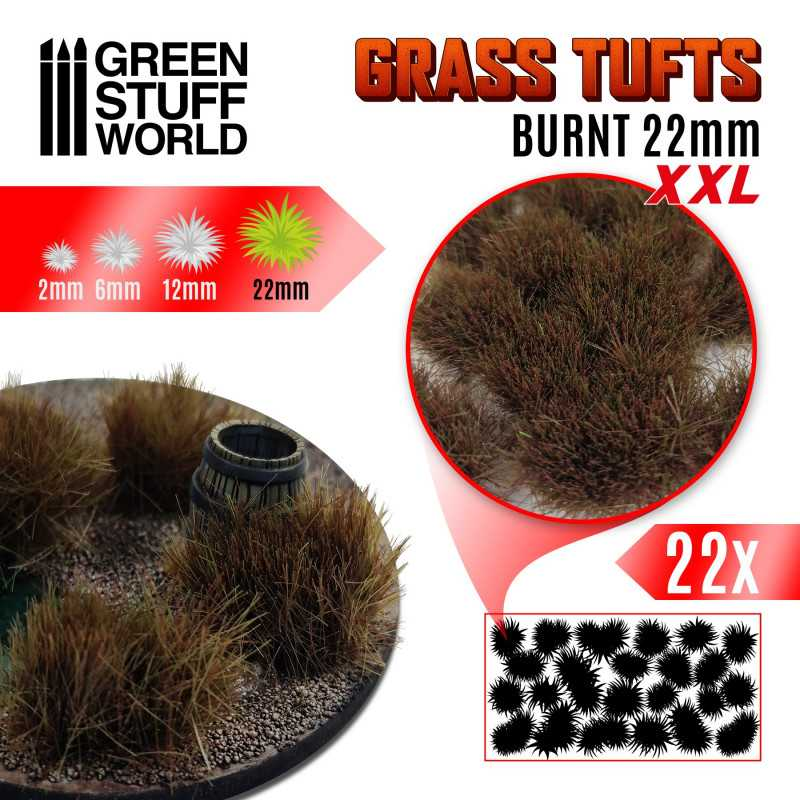 Green Stuff : Grass Tufts XXL 22mm - Burnt (22pcs)