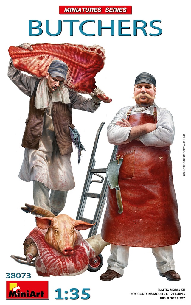 Miniart : Bouchers avec porc decouper