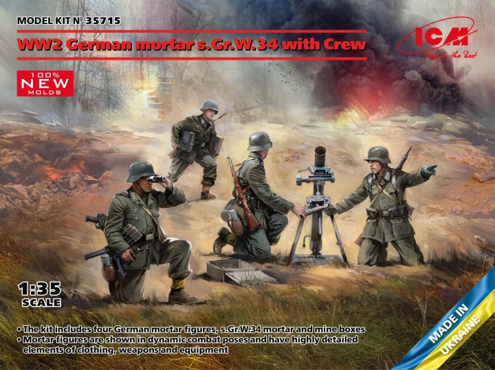 ICM : WW2 German mortar s.Gr.W.34 with Crew