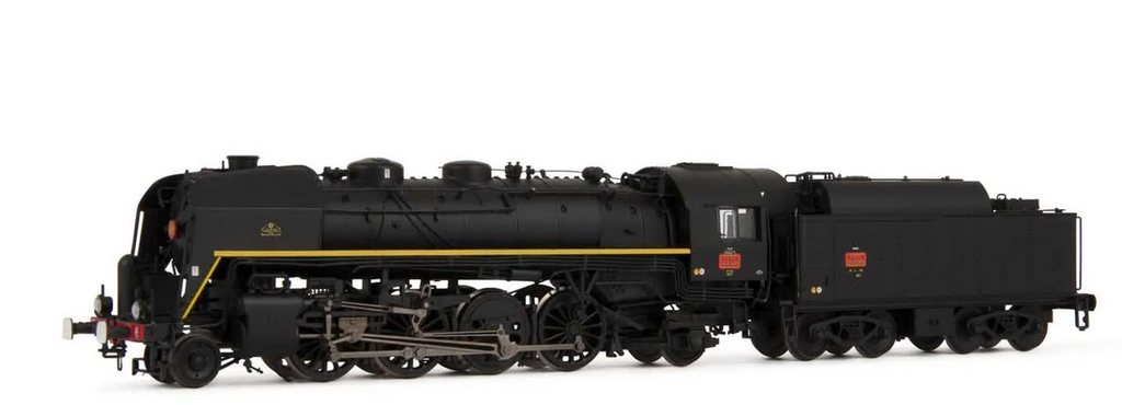 Arnold :Locomotive à vapeur 141 R 840, avec des roues de boxpok sur un des essieux, grande capacité de carburant du tender, livrée noir avec ligne jaune