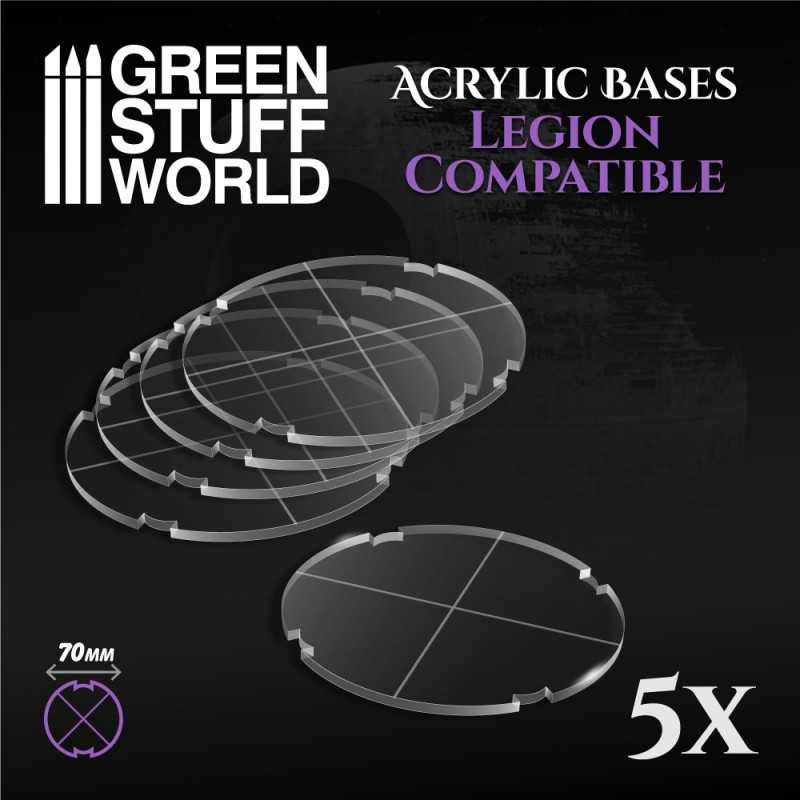 Green Stuff : Socles Transparents 70mm │ Star Wars LEGION (5pcs)