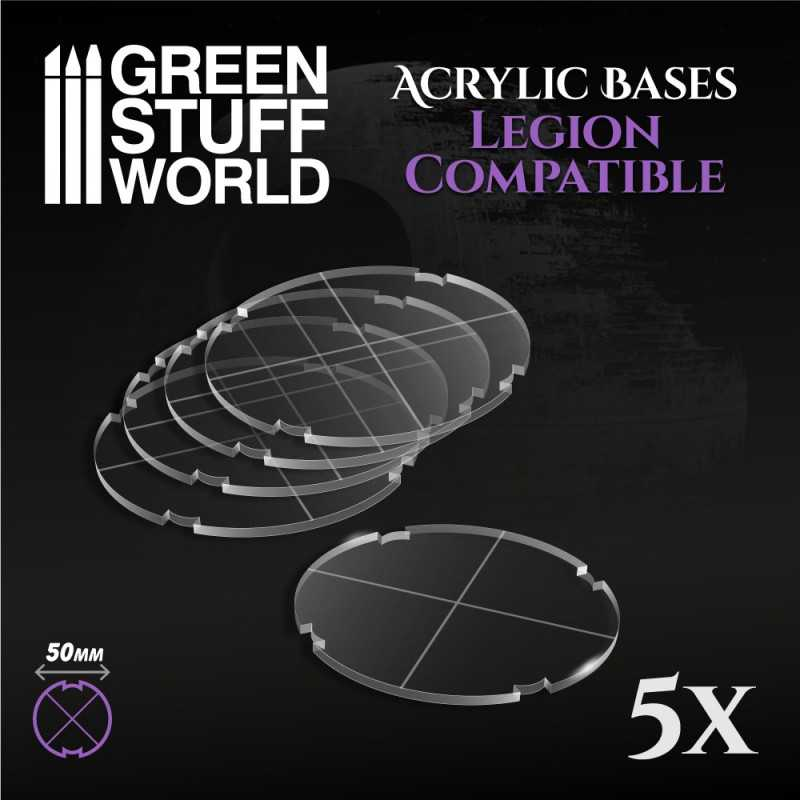 Green Stuff : Socles Transparents 50mm │ Star Wars LEGION (5pcs)