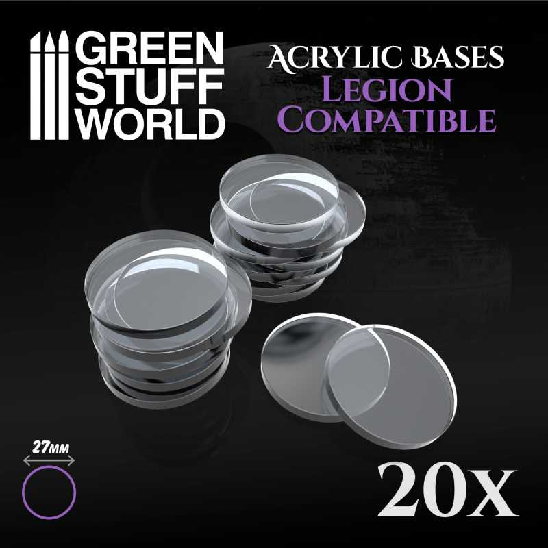 Green Stuff : Socles Transparents 27mm │ Star Wars LEGION (20pcs)