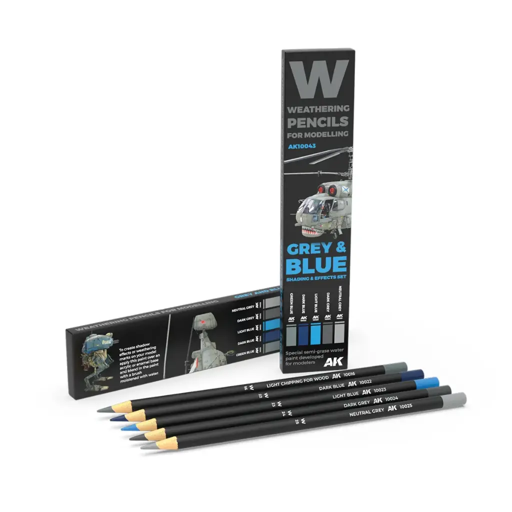 Ak :  Grey & Blue │ Crayon de Weathering (5Pcs)