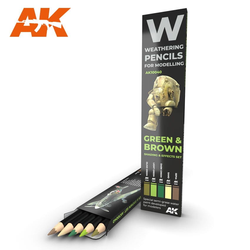 Ak : Green & Brown │ Crayon de Weathering (5Pcs) 