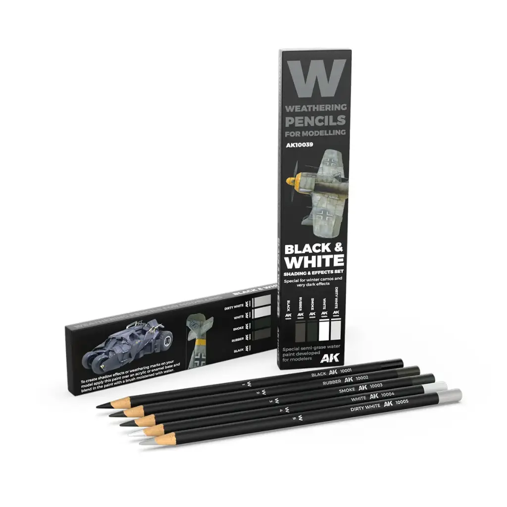 Ak : Black & White │ Crayon de Weathering (5Pcs)