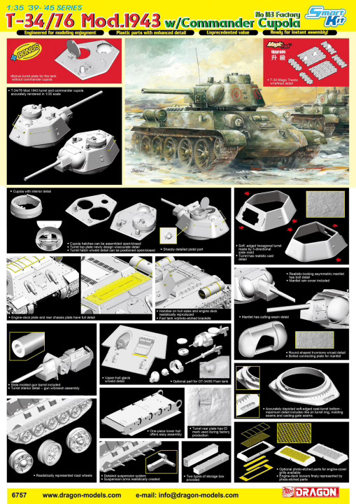 Dragon : T-34/76 Mod.1943 W/Commander Cupola