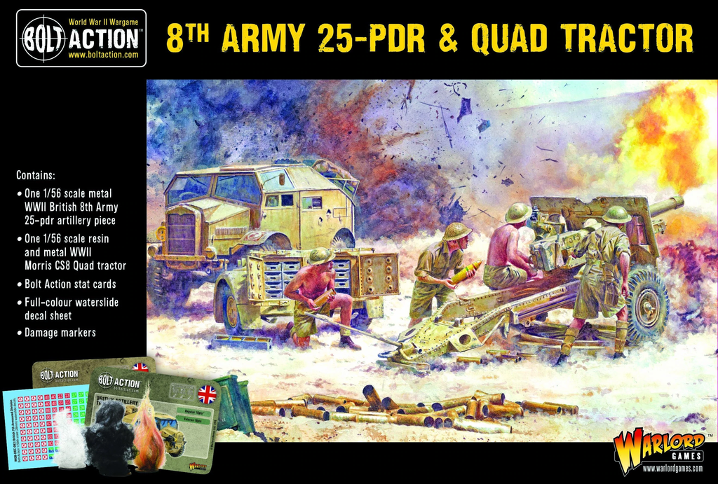 Bolt Action : 8th Army 25 pounder Light Artillery, Quad & Limber │ Early - Mid