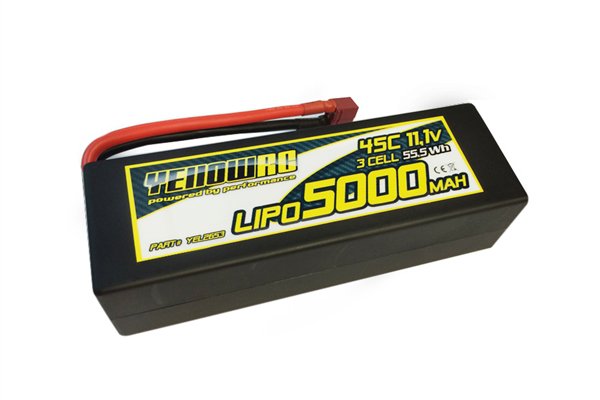 Yellow RC Pack Lipo 11.1V (3S) - 5000Mah 45C (Dean-Plug)