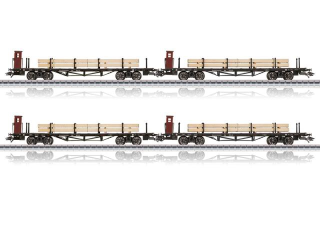 Marklin :4 wagons plat typa koln avec chargement de bois