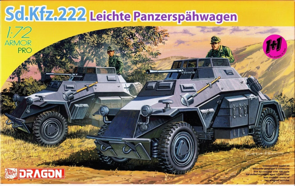 Dragon : Sd.Kfz. 222 leichter Panzerspähwagen (2cm) │ 2 kits per box