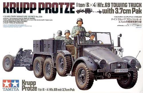 Tamiya : Krupp Protze │ 1 ton (6x4) Kfz.69 Towing Truck with 3.7cm Pak