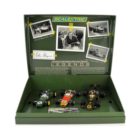 Scalextric : THE GENIUS OF COLIN CHAPMAN LOTUS F1 3 voitures 