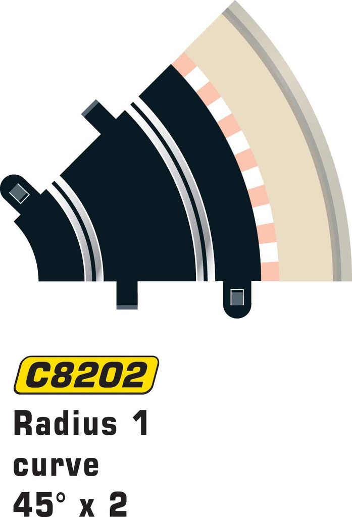 Scalextric : Rail Courbe R1 45° (2pcs)