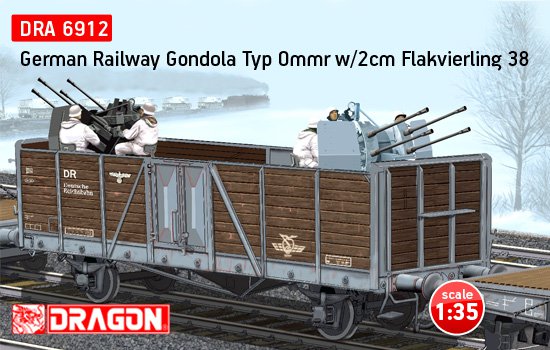 Dragon : German Railway Gondola Typ Ommr w/2cm Flakvierling 38