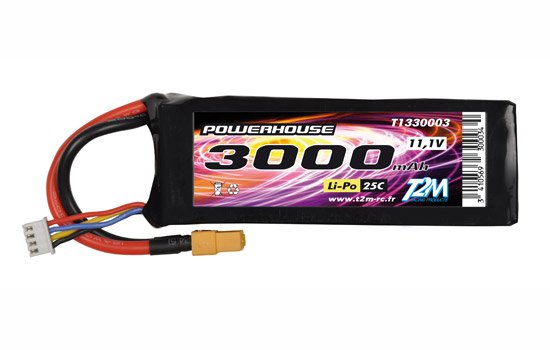 T2m Pack Lipo 11.1V (3S) - 3000Mah 25C (XT60-Plug)